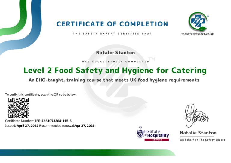 Level 2 Food Hygiene Certificate Free